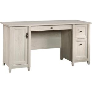 Sauder Edge Water Computer Desk with Storage Drawers, Home Office Desk, in Chalked Chestnut finish