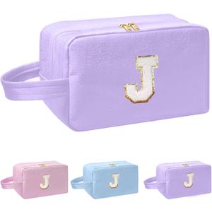 I IHAYNER Personalized Initial Makeup Bag Birthday Gifts for 4 5 6 7 8 9 10 11 13 14 Year Old Girls Teen Girl Trendy Stuff Graduation Toiletry Bag Purple-J