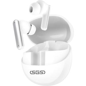 Hybrid Active Noise Cancelling Wireless Earbuds, Noise Cancelling in Ear Headphones for Crystal-Clear Calls & Music, 50H Playtime for Office/Running/Workout (Pearl)