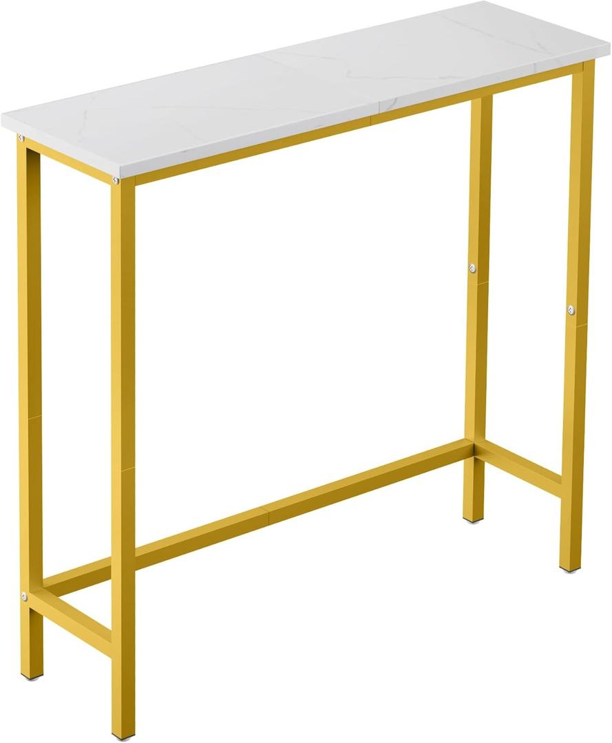 HollyHOME Narrow Console Table, 29.5" Slim Entryway Table, Sofa Stand, Hallway Shelf for Hallway, Bedroom, Living Room, Foyer, White