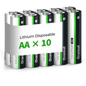 Granicell 10-Pack Lithium AA Batteries | 1.5V for Blink Cameras, Smart Locks, Alarms & Tech Devices | 10-Year Life, Leak-Proof, Extreme-Temp Resistant (Non-Rechargeable)