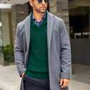 COOFANDY Men's Shawl Collar Sweaters V-Neck Relaxed Fit Cable Pullovers