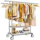 Amazon.com: HYSEYY Heavy Duty Clothes Rack, Rolling Clothing Rack With Shelves Load 620 LBS, Double Rod Clothing Racks for Hanging Clothes, Portable& Adjustable Clothes Rack with Wheels Garment Rack : Home & Kitchen