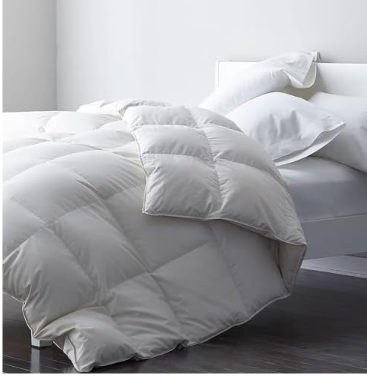 DWR Premium Feather Down Comforter Duvet Insert 90x90-100% Skin-Friendly Cotton Cover, Medium Weight Quilted for All Season Bedding (Full/Queen, Ivory White)