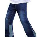 GINGTTO Mens Flared Jeans Stacked High Waisted Bell Bottom Denim Pants for Men Relaxed Fit Vintage Blue 30