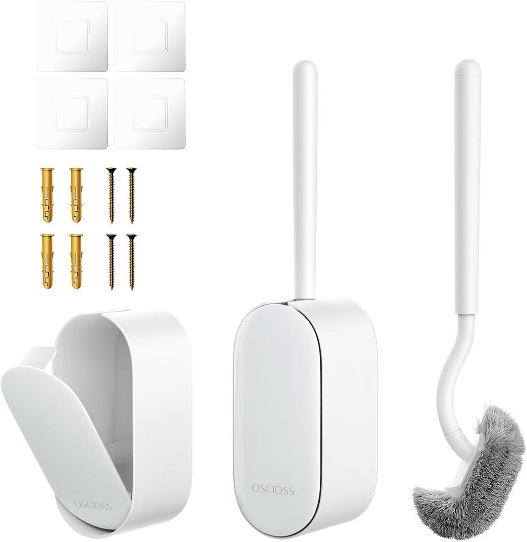 Bathroom Toilet Brush, OSCIOSS Toilet Cleaner Brush [2 Pack] with Ergonomic Design, Compact Size, Durable Bristles, Wall Mounted RV Toilet Brush for Bathroom Cleaning