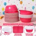 Baderke 50 Pcs Hot Pink Party Cup Bowls, 23 oz Disposable Plastic Bowls for Cold and Hot Food, Snacks, Salads and Desserts for Graduation Party Supplies, Birthday, Holiday Event