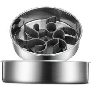 2-in-1 Slow Feeder Dog Bowls, Stainless Steel Pet Bowls with Silicone Slow Feeder Insert, Removable Non-Slip Rubber Base for Small, Medium, and Large Dogs to Slow Down Eating (Large Breed)