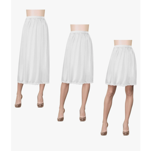 3 Pieces Half Slips For Women 3 Kinds Of Length 19, 27, 35 Inch Slip Under Dress Satin Lace Long Skirt,Size 50 Xl