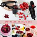 3 x Cherry Pitter, Heavy,Duty Stainless Steel Cherries Pitting Tool, Portable Cherries Corer Stoner Seed Tool with Lock Design, Fruit Pit Remover for Cherry Jam (Black)
