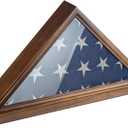 Premium Flag Display Case for Burial Flag - Military Shadow Box for 5x9.7 Veteran Burial Flag, Solid Wood Wall Mounted Flag Holder with Transparent Glass Front - Memory Box for Veteran Funeral Flags