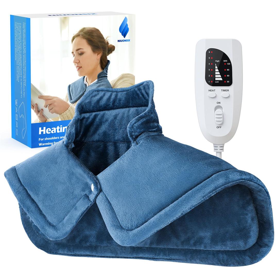 NIUONSIX Heating Pad for Neck Shoulders Back, Weighted Neck Shoulder Heating Pads for Daily Relax, Electric Heat Pad 6 Heat Settings 4 Auto-Off, Mothers Day Birthday Gifts for Mom Dad Women Men Wife