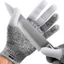 NoCry Cut Resistant Work Gloves for Women and Men, with Reinforced Fingers; Comfortable, 100% Food Grade Kitchen Cooking Hand Protection; Ambidextrous Safety Gear for Cutting; Level 5 Protection (Small, Reinforced (Grey))