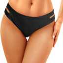 Zmart Strappy Low Rise Bikini Bottoms - Women Full Coverage Swim Bathing Suit Bottom Swimsuits Bottom (XX-Large, Black)