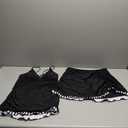 Daci Women Tankini Swimsuits with Skirt - Two Piece Tummy Control Skirted 2PC Bathing Suits Swimwear (Large, Black Striped)