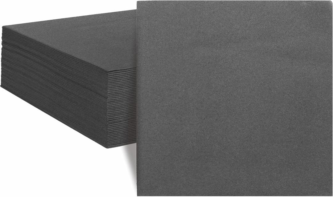 2 x KMAKII Black Disposable Dinner Napkins Linen-Feel Colored Paper Napkins Premium Cloth Like Napkins Ideal For Restaurant, Events, Weddings&Party,50 Pack 16 x 16 inches