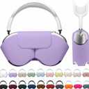 Maxjoy for Apple Airpods Max Smart Case Cover, Soft PU Leather Protective Cover Accessories for Airpod Max with Sleep Mode, Anti-Dust Travel Carrying Case for Airpods Pro Max Headphones, Purple