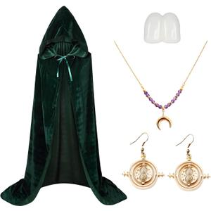 5PCS Halloween Witch Costumes Set Vampire Cloak Reversible Cape Hat Broom Socks Gloves Halloween Cosplay Party