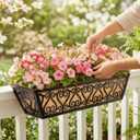 4 Pack 30 Inch Deck Railing Planter Box - Window Boxes Planters with Adjustable Brackets Coco Liners Balcony Planters Railing Hanging for Window Flower Boxes Outdoor Garden Decor