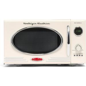 Nostalgia Retro Countertop Microwave Oven - Large 800-Watt - 0.9 cu ft - 12 Pre-Programmed Cooking Settings - Digital Clock - Kitchen Appliances - Ivory