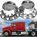 SEBLAFF Set of 4 Rear Wheel Axle Hub Cover Kit 33mm Nut Covers Replacement for semi-Truck 22.5 in and 24.5 in Wheels Chrome ABS Plastic
