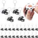 12PCS Mini Rugby Helmet Keychains White Football Helmets, Football Mini Helmets Keychain Charm Bulk for Party Souvenirs Craft Painting Footballs Gift DIY Decoration