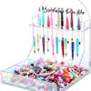 Glenmal Beadable Pen Bar Holder with Sorting Tray 10 Slots Beadable Pen Display Stand Beadable Pen Storage Organizer with Bead 9 Grid Organizer Box Divided Storage Case for DIY Home Office (Acrylic)