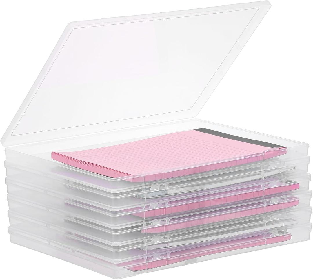 6 Packs Photos Storage Box Photo Organizers Storages for 8" x 10" Clear Plastic Scrapbook Paper Photo Storage Containers with Snap-Tight Lock for Protecting Photos Crafts Paper Office Supplies Files
