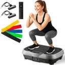 ALSO GO Vibration Plate Exercise Machine, 3 Workout Modes & 120-Level Vibration Platform for Weight Loss/Lymphatic Drainage, 400lbs Capacity Vibration Board with Resistance Bands for Full Body Workout