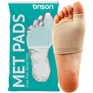BRISON Metatarsal Pads for Women and Men Ball of Foot Cushion - Gel Sleeves Cushions Pad - Fabric Soft Socks for Supports Feet Pain Relief - 2 Pairs M (Men 7.5-9.5, Women 9-11) (Beige)