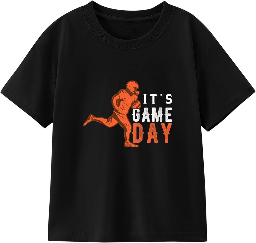Toddler Football Shirt Boys Girls Game Day T-Shirt Kids Baseball Tee Cute Cotton Clothes Short Sleeve Tops 2T-8 Years