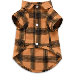 Koneseve Dog Shirt Plaid Dog Clothes for Small Dogs Boy Girl Cat Clothes Soft Puppy Outfit Adorable Pet T-Shirts Kitten Grid Costume Apparel Thanksgiving Christmas Clothing (Yellow; S/Small) (S-(4~7lb)-Chest~13")