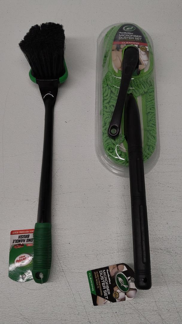 Turtle Wax Car Wash Set Of 2, Long Handle Brush, Microfiber Duster Set