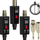 Elimavi Wireless Microphone System 2.4GHz Wireless Plug-on XLR Dual Transmitter & Receiver for Dynamic Mic,Mixer,PA System,2 Transmitters Connecting Microphones for Synchronous Transmission
