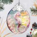 Seahorse Stained Glass Ornament - Christmas Tree Decor