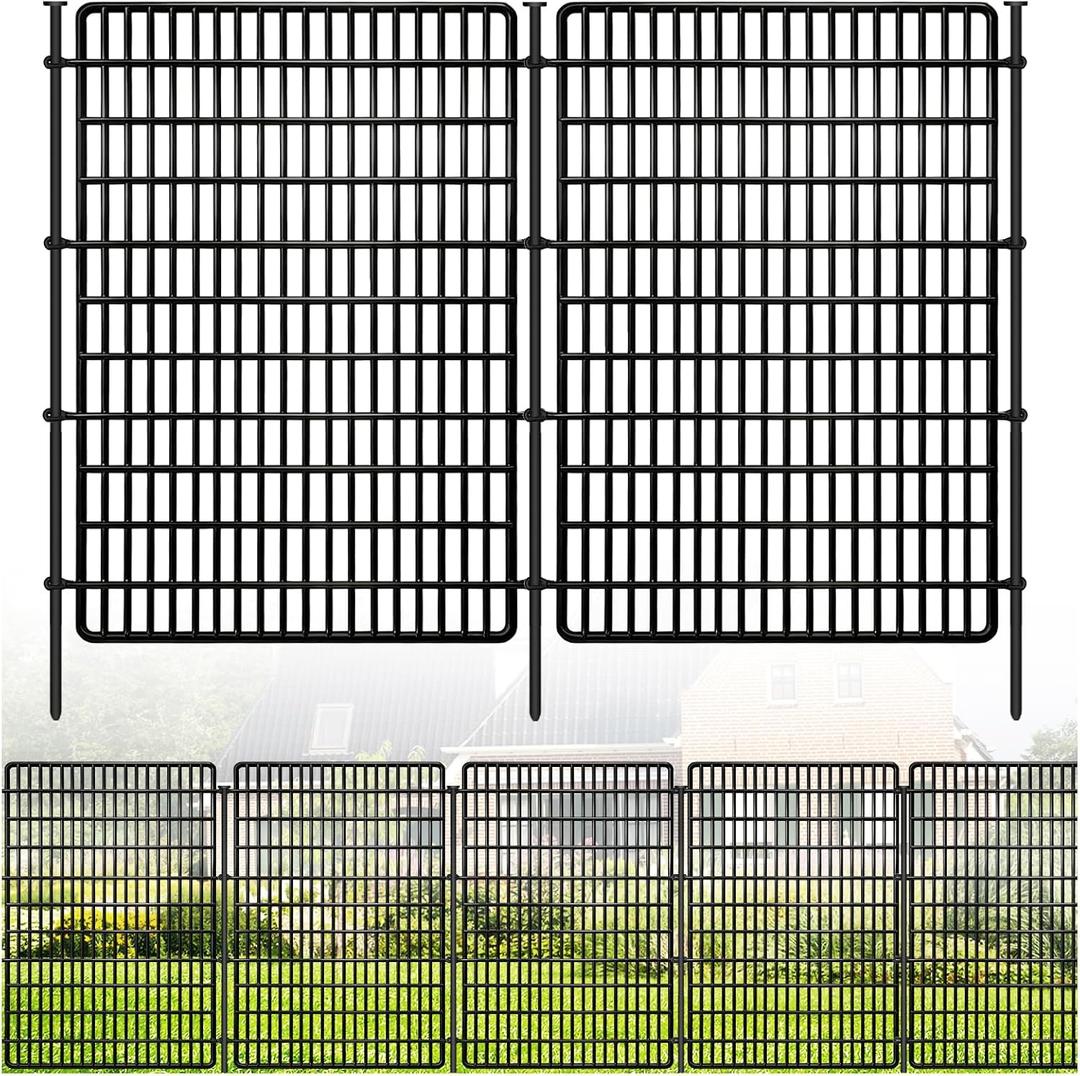 ULIOK 10 Panels No Dig Decorative Garden Fences, Dog Fence Outdoor for Yard, 36in(H) x 25.2 ft(W) Tall Animal Barrier Fence Panels, Rustproof Ground Stakes Temporary Wire Screen for Yard, Patio
