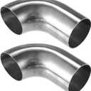 2 Pcs Bend Elbow Pipe Tube, 2" OD 4.72" 3.15" Leg 90 Degree DIY Exhaust Pipe Intercooler Air Intake Tube Universal for Car Truck Durable 304 Stainless Steel Silver Tone