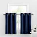 NICETOWN Cafe Curtains Small Window Blackout Tiers Valance Grommet Top Drapes for Kitchen/Basement/Bathroom, 34 inches Width x 36 inches Length per Panel, Navy, 2 Pieces