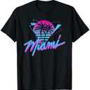 Miami - Palm Trees - Vaperwave Synthwave 80s Style Retro T-Shirt 2XL