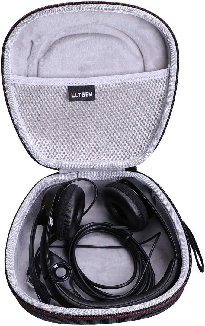 Headset Headphone Case Compatible with Logitech H390, H430, H570e, Zone 300, Zone 301 or JLab Go Work, JIAMQISHI, EAGLEND Headset, Black+Gray(Case Only)