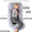 cauzyart Pregnancy Maternity Pillows for Sleeping 55 Inches U-Shape Full Body Pillow Support - for Back, HIPS, Legs, Belly for Pregnant Women with Removable Washable Velvet Cover, Velvet Cover - 57 Inch