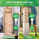 SWOOC Games - Giant Tower Game with 3-in-1 Straightener, Table & Storage Box - 90% Faster Set Up with Transforming Box & Straightener - Starts at 2-4ft - Grows to Over 6ft - Large Outdoor Yard Games, 8.3 inches x 9.3 inches x 26.4 inches