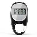 Simple Pedometer for Walking, Accurate Step Tracker with Carabiner, 3D Step Counter for Men Women Seniors - Black