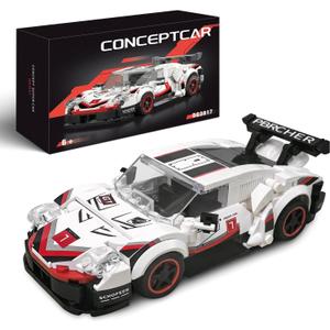 flycites Technic Sports Cars Building Block Set, Race Car Building Kits Car Model for Ages 8+ Makes a Cool Birthday or Any Time Gift for Kids Play and Display Collection(355PCS) (White)
