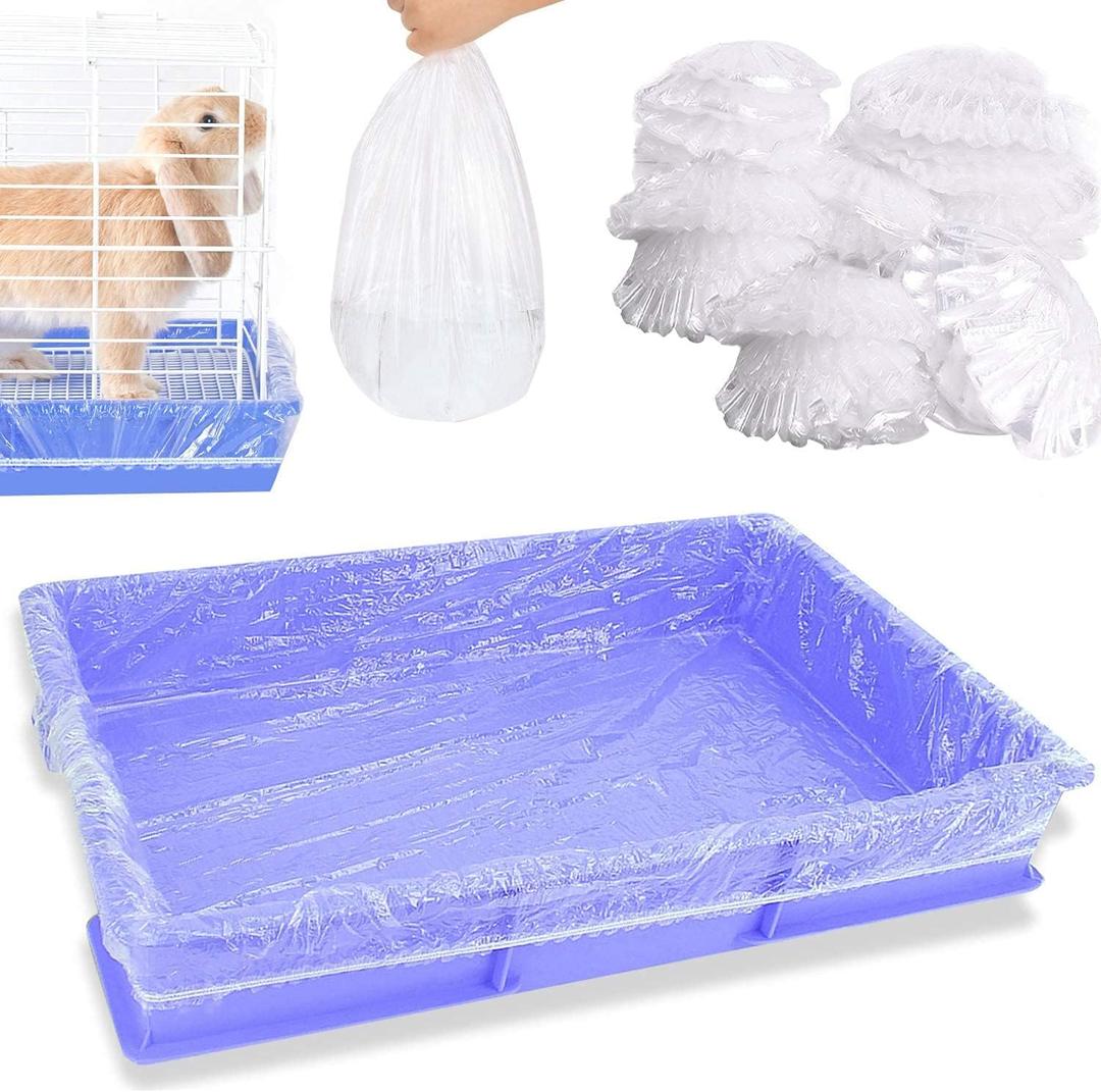 30 pcs Disposable Cage Liners, Clear Plastic Rabbit Cage Liner Bag, Universal Toilet Film for Bunny, Hamster, Totoro, Hedgehog, Guinea Pig and Small Animals(30pcs, 47in)