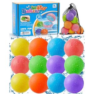Reusable Water Balloons 12 Pcs, Quick-Fill Summer Water Toys for Pool Parties & Outdoor Beach Backyard Games, Durable Splash Balls for Kids