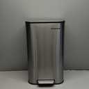 SONGMICS Kitchen Trash Can, 8-Gallon (30 L) Garbage Can with Lid, Stainless Steel, Soft Close and Stays Open, Inner Bucket, Wide Non-Slip Pedal, Metallic Silver ULTB546E01