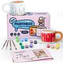 Pott'd Paintables Paint Your Own Mug Kit - DIY Mug Painting Kit for Adults. Ceramic Painting Kit for Adults Includes Mugs, Paints, Brushes, Cloth and Painting Inspiration Guide