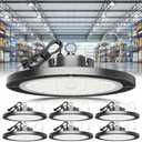 ELEKICO Super Bright 250w UFO LED High Bay Light 35000lm with Plug 5ft Cable (Eqv.1000w Mh/Hps/Hid),5000k High Bay Led Shop Lights Garage Lighting for Garage Factory Workshop Warehouse Barn -6pack