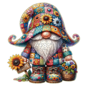 Hlison Wooden Jigsaw Puzzles, Gnome Wooden Puzzles for Adults with Unique Shape, Medium 10.3"x11.8" Wooden Puzzles with Exquisite Wooden Box Packaging